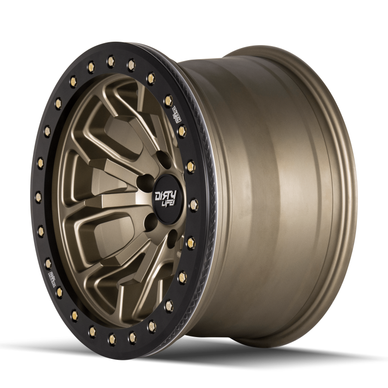 Dirty Life 9303 DT-1 17x9 / 5x127 BP / -12mm Offset / 78.1mm Hub Satin Gold Wheel - Sim. Beadlock - Image 4