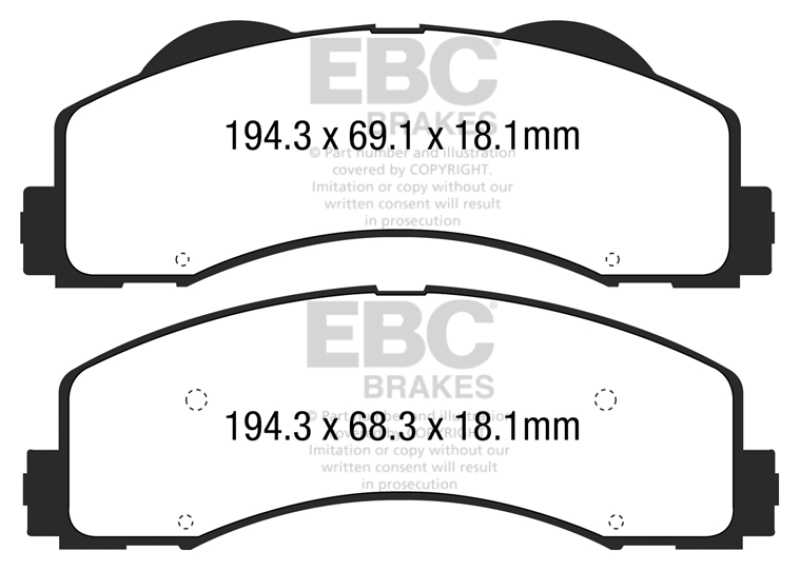 EBC 15+ Ford F150 2.7 Twin Turbo (2WD) Greenstuff Front Brake Pads - Image 3