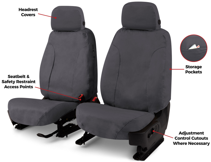 Covercraft 19-24 Chevrolet Silverado Polycotton SeatSaver Custom Front Row Seat Covers - Charcoal - Image 7