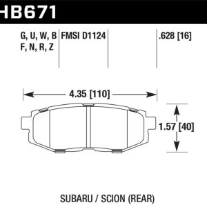 Hawk 13-16 Scion FR-S 2.0L Base OE Incl. Clips Shims Rear ER-1 Brake Pads