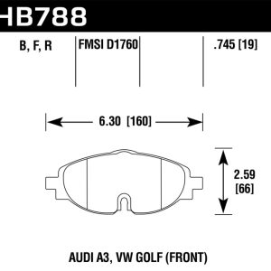 Hawk 15-17 VW Golf / Audi A3/A3 Quattro Performance Ceramic Street Front Brake Pads