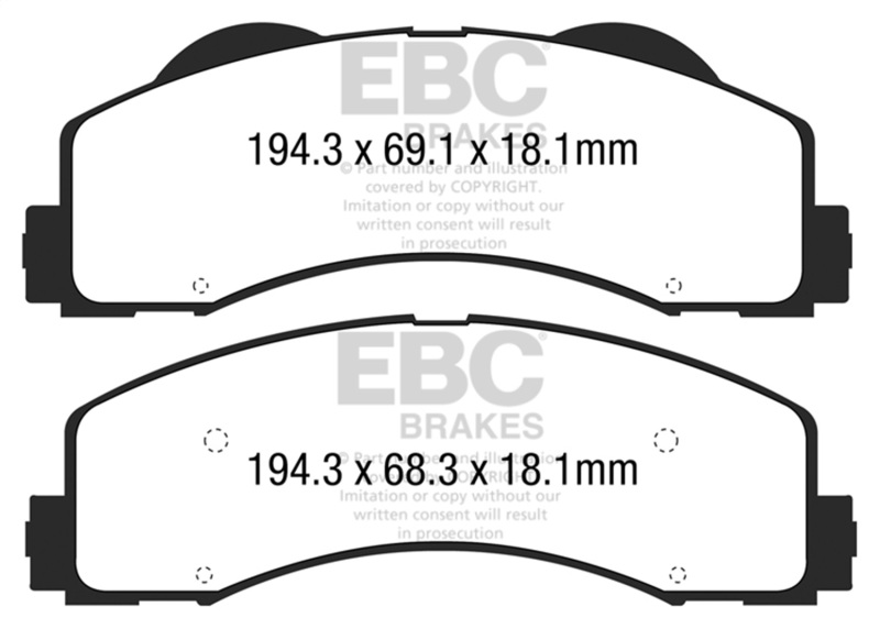 EBC 15+ Ford F150 2.7 Twin Turbo (2WD) Extra Duty Front Brake Pads - Image 9