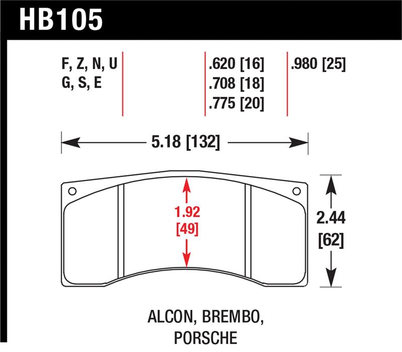 Hawk Alcon/Brembo/Porsche DTC-70 Rear Race Brake Pads - Image 10