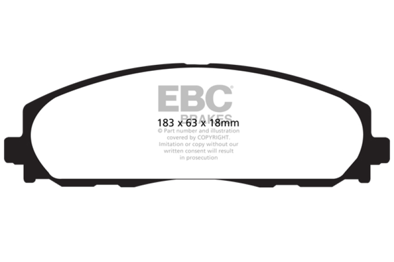 EBC 2016+ Chrysler Pacifica (Ru) 3.6L Extra Duty Front Brake Pads - Image 2