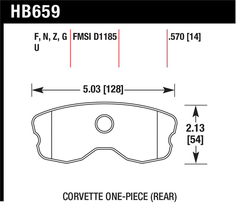 Hawk 06-10 Chevy Corvette (Improved Pad Design) Rear Performance Ceramic Sreet Brake Pads - Image 9