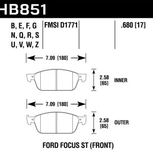 Hawk 15-16 Ford Focus ST Performance Ceramic Street Brake Pads