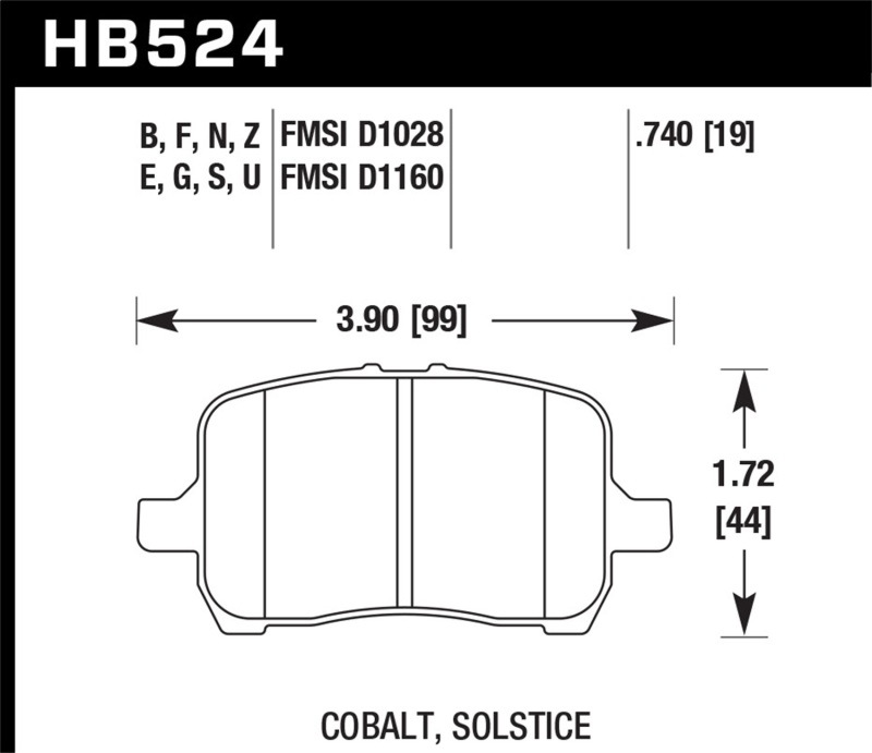 Hawk 05-07 Cobalt SS / 08-09 HHR / 04+ Malibu / 07A+ G5 GT / 06+ G6 / HPS Street Front Brake Pads - Image 5