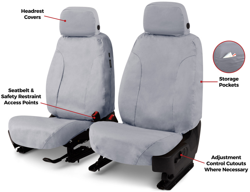 Covercraft 19-24 Chevrolet Silverado Polycotton Front Row Seat Covers - Grey - Image 6