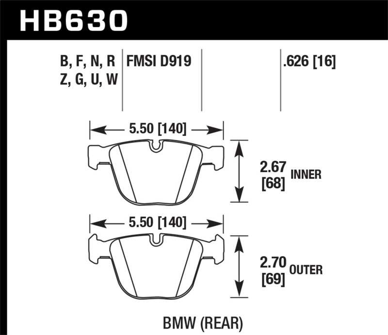 Hawk 04-10 BMW 535i/545i/550i / 04-10 645Ci/650i /02-09 745i/745Li/750 HPS 5.0 Street Brake Pads - Image 4