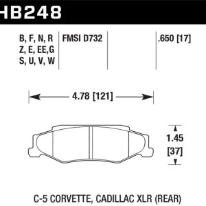 Hawk 03-04 Chevrolet Corvette 5.7L 50th Anniversary Edition Rear ER-1 Brake Pads