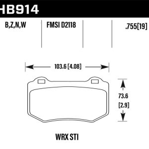 Hawk 2018 Subaru WRX STI Performance Ceramic Street Brake Pads