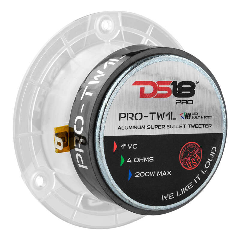 DS18 3.8in Super Bullet Tweeter 120 Watts RMS 1in Aluminum Vc 4 ohm RGB LED Lights- Pair - Image 2