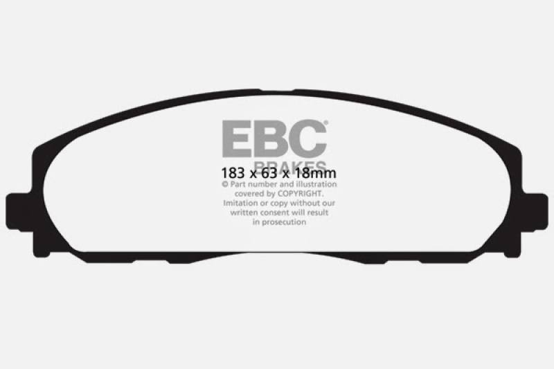 EBC 2016+ Chrysler Pacifica (Ru) 3.6L Extra Duty Front Brake Pads - Image 3