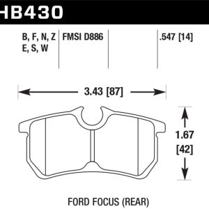 Hawk 00-07 Ford Focus DTC-30 Rear Race Brake Pads