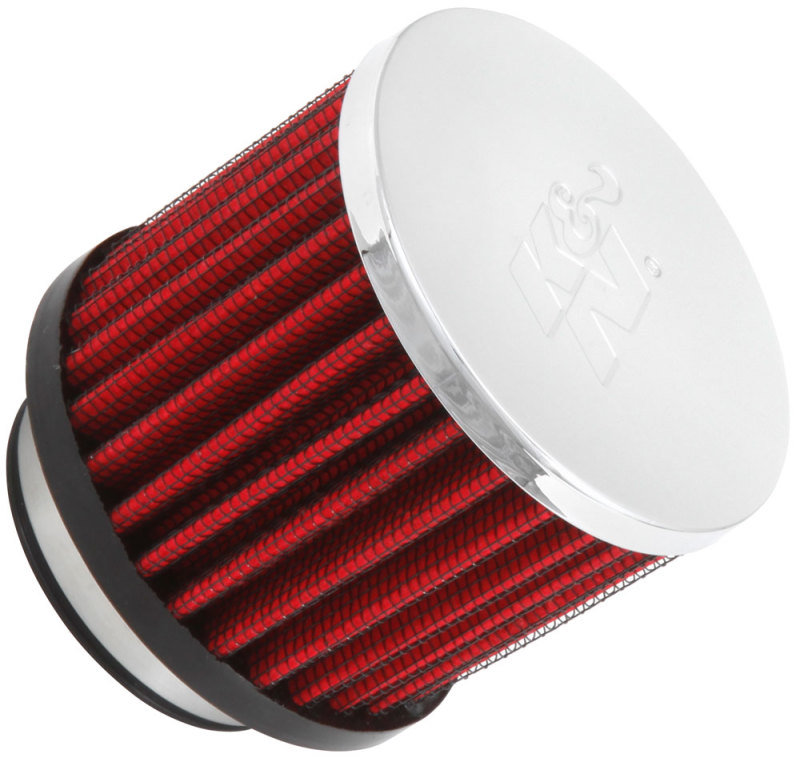 K&N 1.75in Flange ID x 3in OD x 2.5in H Chrome Finish Rubber Base Crankcase Vent Filter - Image 2