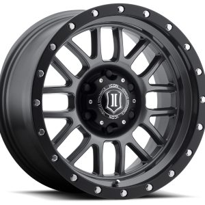 ICON Alpha 17x8.5 5x5 0mm Offset 4.75in BS 71.5mm Bore Gun Metal Wheel