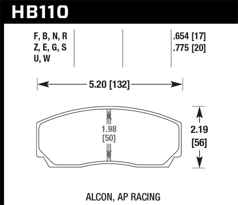 Hawk AP CP3307 / CP5040 / CP5200 Caliper DTC-70 Race Brake Pads - Image 2