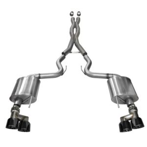 Corsa 2015-2017 Ford Mustang GT 5.0 3in Cat Back Exhaust Black Quad Tips (Sport)