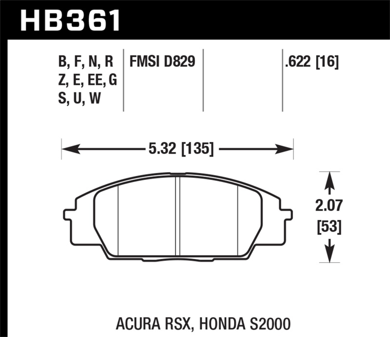 Hawk Honda S2000/Civic Type R/Acura RSX Front Race Pads Blue 9012 - Image 3