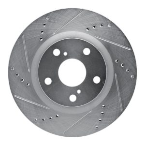 DFC 06-20 Lexus ES350 Front Left Drilled & Slotted Silver Brake Rotor