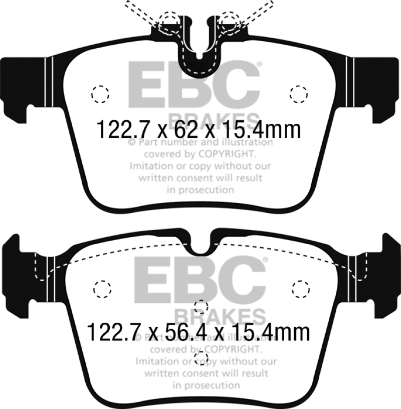 EBC 15+ Mercedes-Benz C300 (W205) 2.0 Turbo 4-matic Yellowstuff Rear Brake Pads - Image 4