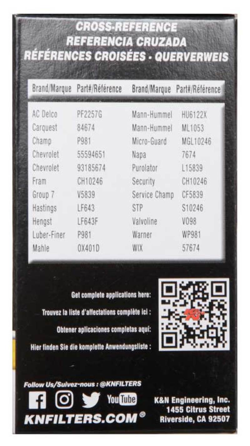 K&N Performance Oil Filter for 09-19 GM 1.4L / 1.6L / 1.8L w/ Hengst Filter Housing - Image 8