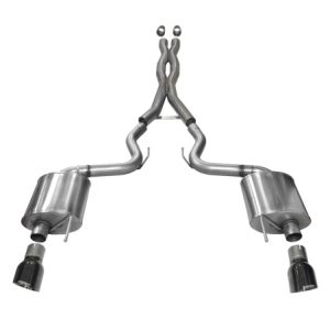 Corsa 2015-2017 Ford Mustang GT 5.0 3in Cat Back Exhaust Black Dual Tips (Sport)