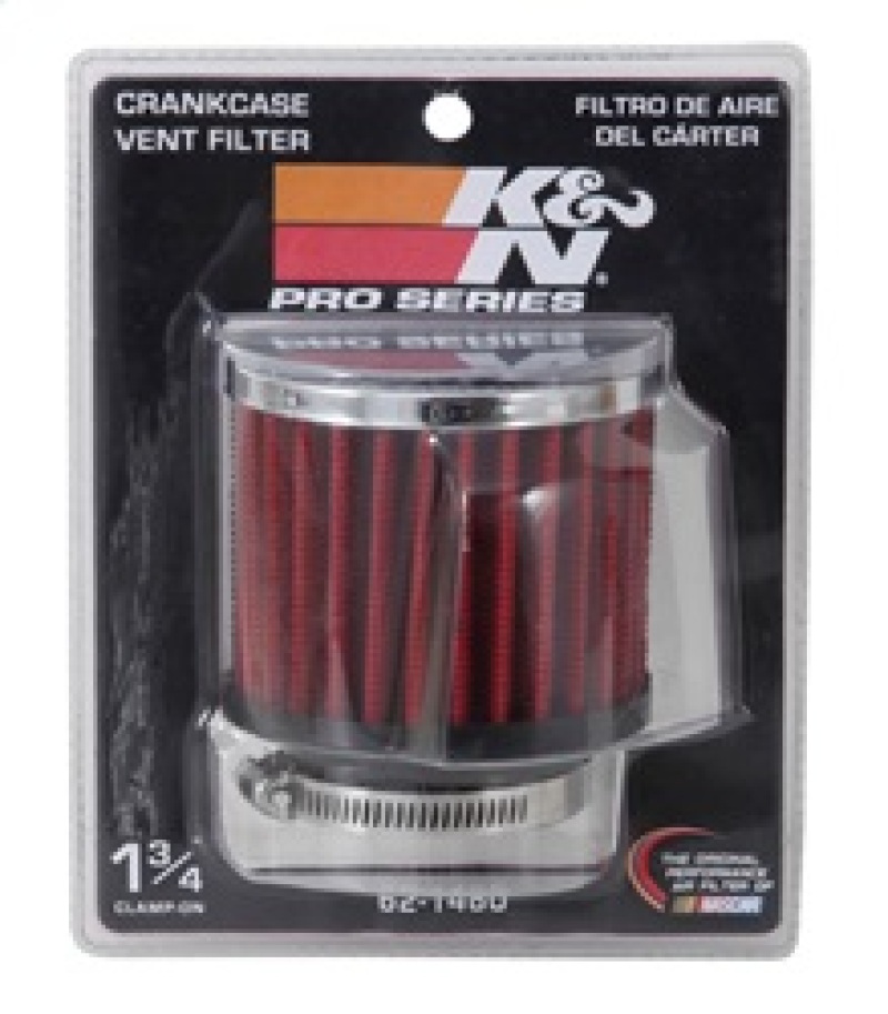K&N 1.75in Flange ID x 3in OD x 2.5in H Chrome Finish Rubber Base Crankcase Vent Filter - Image 9
