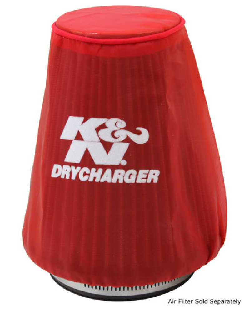 K&N Red Drycharger 5.25in x 3in Round Tapered Air Filter Wrap - Image 2