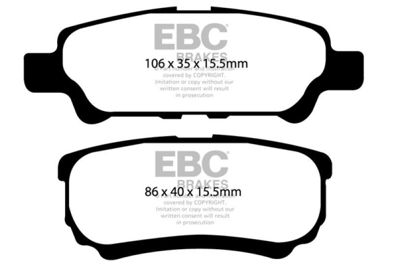 EBC 11-14 Chrysler 200 2.4 Greenstuff Rear Brake Pads - Image 4