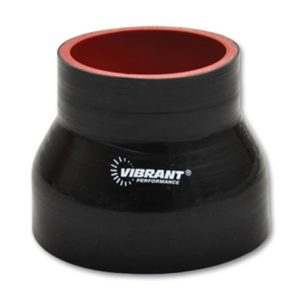 Vibrant 4 Ply Reinforced Silicone Transition Connector - 1.5in I.D. x 2in I.D. x 3in long (BLACK)