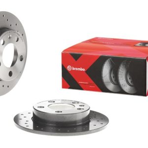 Brembo 02-07 Mini Cooper Rear Premium Xtra Cross Drilled UV Coated Rotor