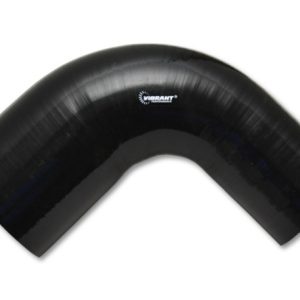 Vibrant 4 Ply Reinforced Silicone 90 degree Transition Elbow - 2.5in I.D. x 2.75in I.D. (BLACK)