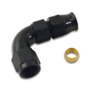 Vibrant 1/2In Tube to -8AN Female 90 Degree Union Adapter Fitting w/ Olive Inserts