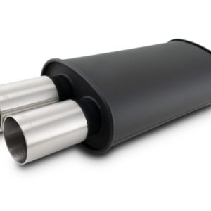 Vibrant StreetPower Flat Muffler Dual 304SS Brushed Tips 9in x 5in x 15in - 3in Dual Inlet