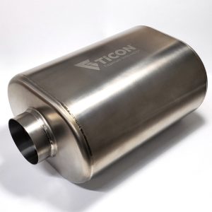 Ticon Industries 2.5in Oval (2.5in Center In / 2.5in Center Out) 12in L Ultralight Titanium Muffler