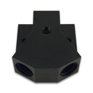 Vibrant Billet Aluminum Y-Block Fitting with 1/8in NPT Port -10AN x Dual -8AN ORB
