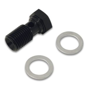 Vibrant Aluminum Banjo Bolt w/2 Washers Male 16mm x 1.5 Bolt, 24mm long bolt - Anodized Black