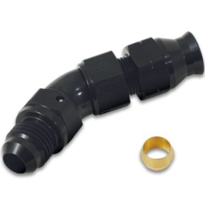 Vibrant 45 Degree 3/8in Tube to Male -6AN Flare Adapter w/ Olive Inserts