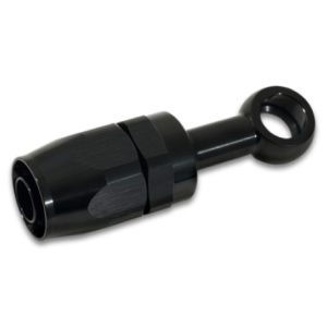 Vibrant -8AN Banjo Hose End Fitting for use with M10 or 3/8in Banjo Bolt - Aluminum Black
