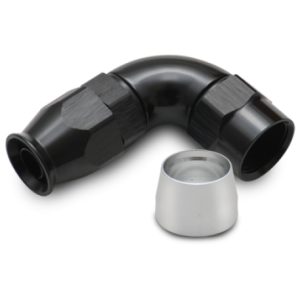 Vibrant Aluminum 90 Degree One Piece Hose End for PTFE Lined Hose (Size -10AN)
