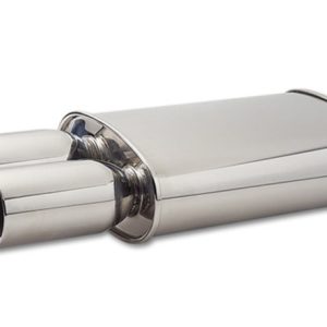 Vibrant StreetPower Oval Muffler w/ Dual 3.5in Round Tips Straight Cut Beveled Edge 2.5in inlet I.D.
