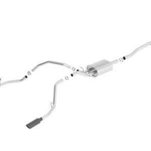 Borla 14 Silv/Sierra C/B Exh ATAK 1500 5.3L V8 AT/MT 2&4WD Ext Cab (78.7) WB - Black Chrome