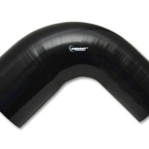 Vibrant 3in ID x 3.5in ID x 4in Long Gloss Black Silicone 90 Degree Transition Elbow