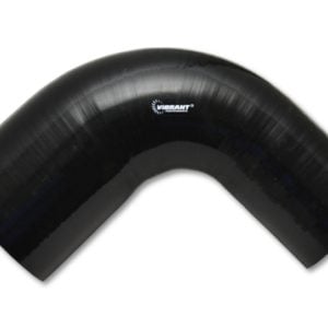 Vibrant 3.25in ID x 3.5in ID x 4in Long Gloss Black Silicone 90 Degree Transition Elbow
