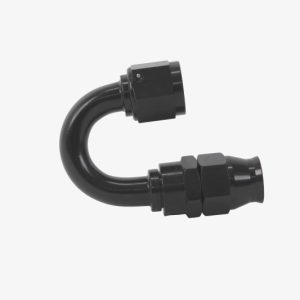 Aeromotive PTFE Hose End - AN-08 - 180 Deg - Black Anodized