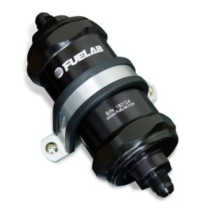 Fuelab 818 In-Line Fuel Filter Standard -6AN In/Out 10 Micron Fabric - Black