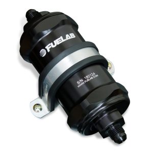 Fuelab 848 In-Line Fuel Filter Standard -6AN In/Out 6 Micron Fiberglass w/Check Valve - Black