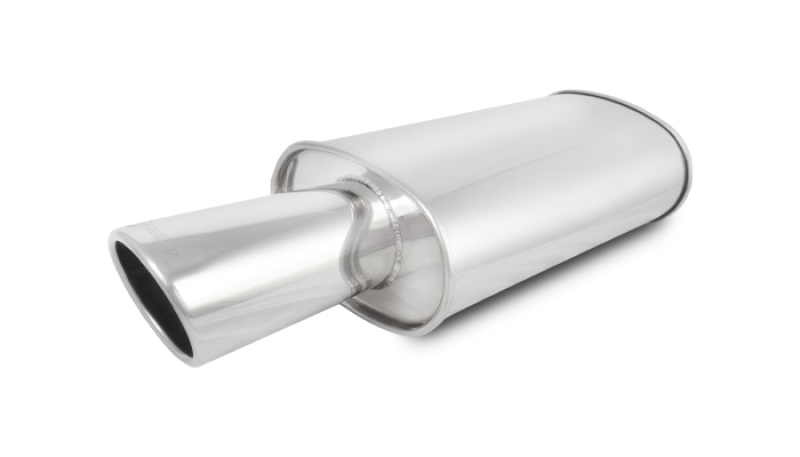 Vibrant StreetPower Oval Muffler with 4in Round Tip Angle Cut Rolled Edge - 2.5in inlet I.D. - Image 4