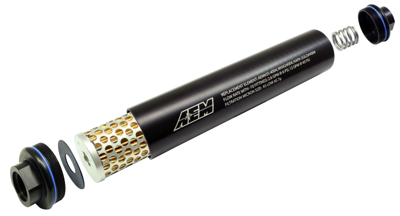 AEM Universal High Flow -10 AN Inline Black Fuel Filter - Image 3